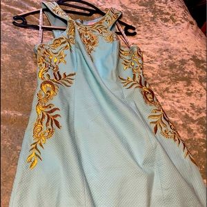 Blue and gold Lilly Pulitzer shift dress